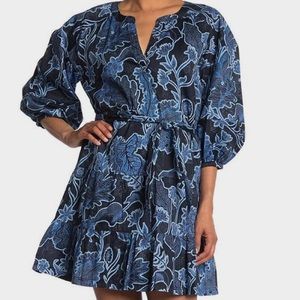 Parker Blue and Black Floral Dress